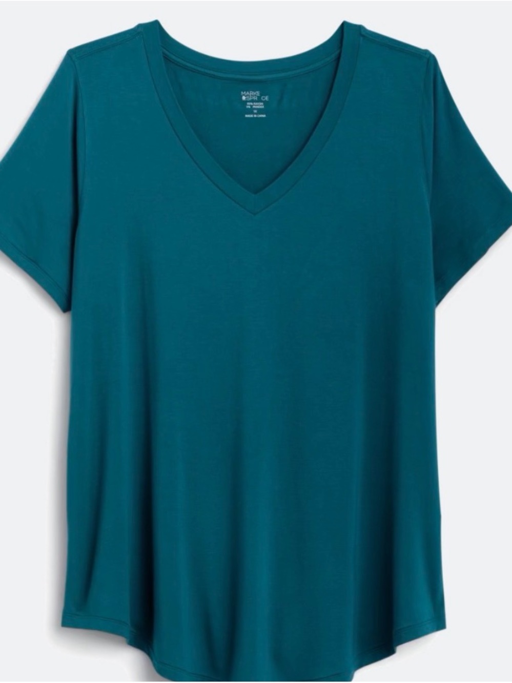Market & Spruce Short Sleeve V-Neck Tee in Teal Blue